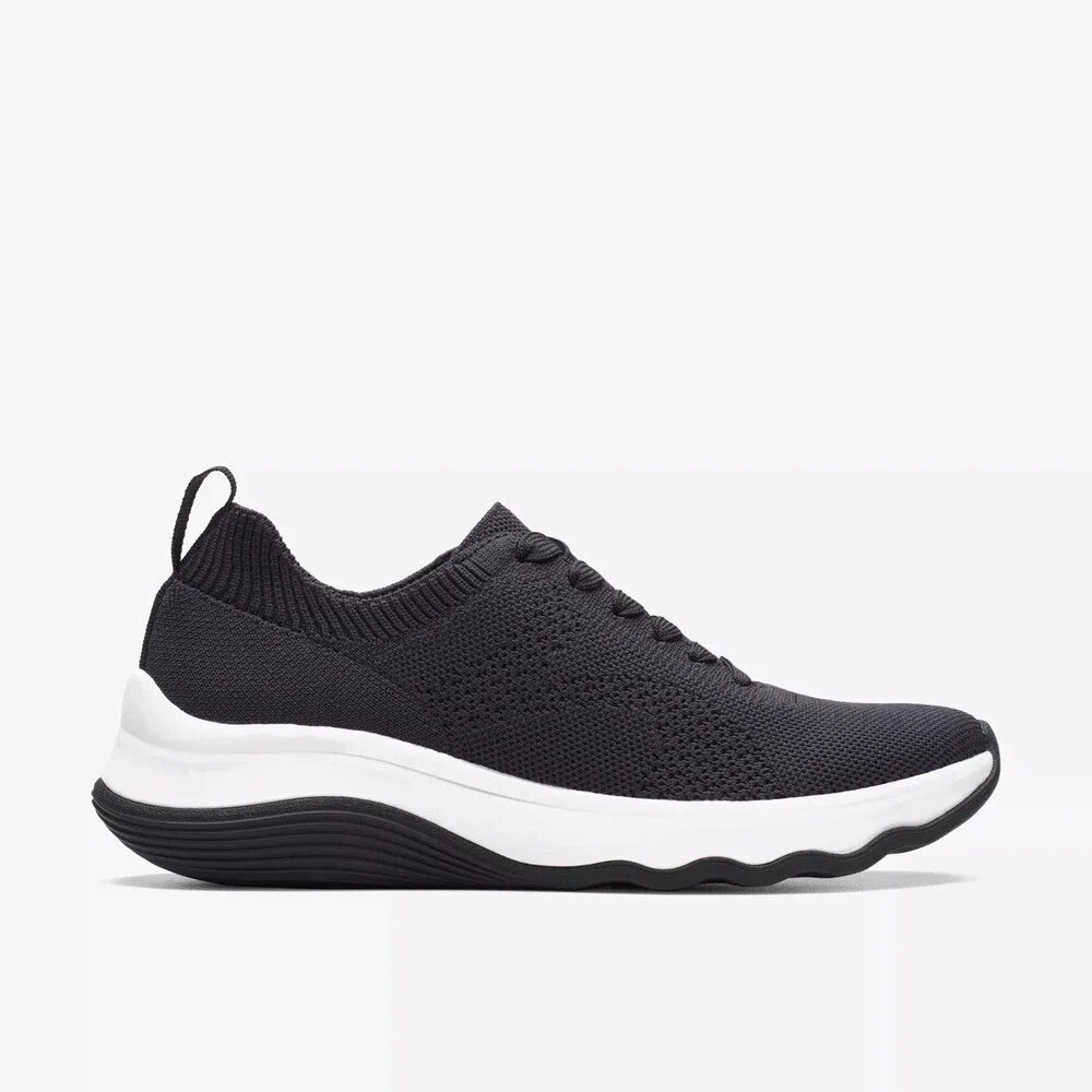 Clarks Circuit Tie 26174951 Sneakers Women's US 7.5 Black Slip On Shoes JOBB525